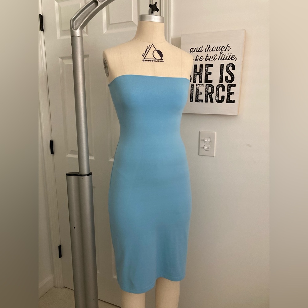 Susana Monaco 1990’s tube dress w/ shelf bra in Carolina blue XS